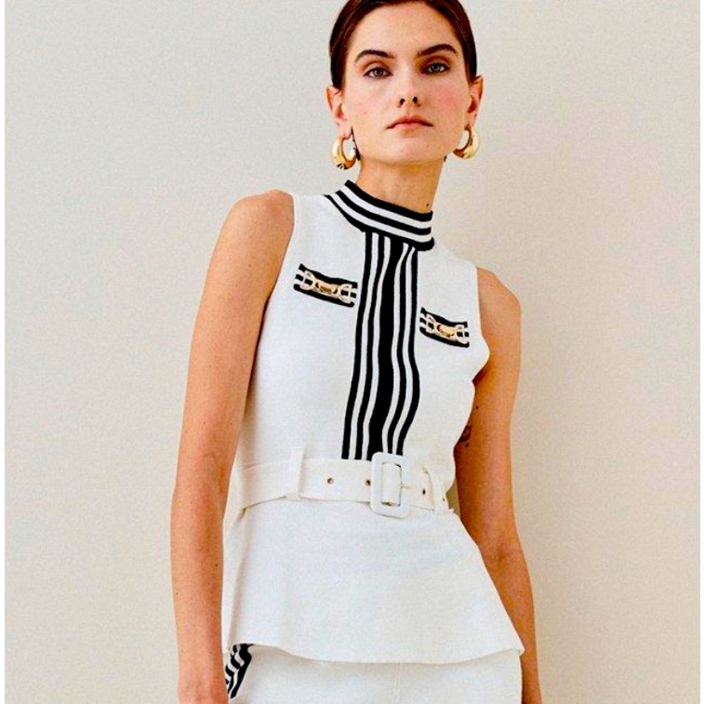 Karen Millen Knit Belted Peplum Top